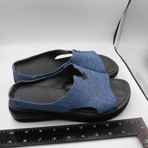 L.L. BEAN BLUE SLIDE SANDALS SHOES LEATHER LINING 6.5 SIZE HTF MADE IN MEXICO - Picture 8 of 11